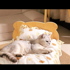 "Local Stock" Panda Shaped Pet Bed Cute Cat Princess Bed Soft Skin-Friendly Detachable Washable Comfortable Mattress Suitable For Small Medium And Large Cats All Seasons Sleeping