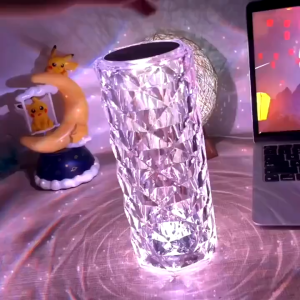Touch Sensor Rose Diamond cylinder Table light LED Table Lamp Crystal Night Light Acrylic Lampu KYK