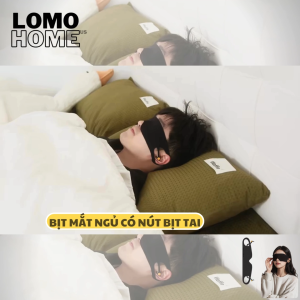 Bịt mắt ngủ mặt nạ che mắt ngủ LOMO có nút bịt tai chống ồn chất vải mềm mịn có quai đeo tiện dụng