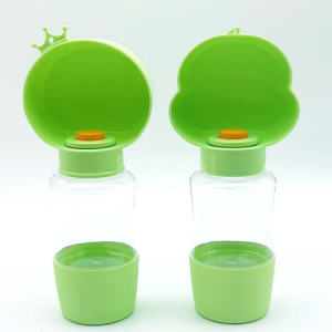 350ML+100ML Pet Water Bottle Portable Outdoor Large Capacity Pet Feeder Travel Food Container