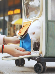 45L Large Capacity Cat Carrier Portable Pet Backpack with Trolley Double Shoulder Backpack for Cats and Dogs up to 10kg