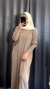 Gamis Inara Batwing Button Knit Premium Kekinian