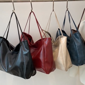 Tote Bag for Women PU Leather Large Capacity Shoulder Bag Fashionable Commuter Handbag Waterproof Compartment