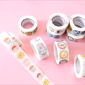 MKS Sticker Thank You Roll Isi 500Pcs Self Adhesive Seal Label Roll 2Cm Stiker Ucapan Terimakasih Bulat Tempel Segel Order Packing Motif Bunga Love Serbaguna MK615