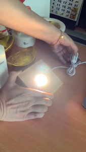 USB LED Solid Wood Three Colour Light Square Stand Luminous Wooden Base LED Lamp Tray Dimmable Adjustable Brightness 21SOS Home Decoration Chassis 可调节四方三色灯底座 [100x20mm]