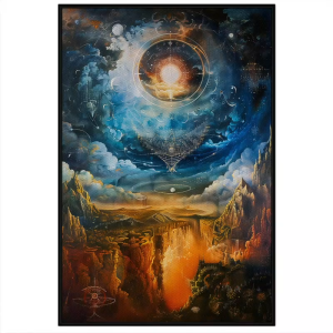 Tranh sơn dầu phong cảnh trừu tượng thiên đường và địa ngục trong luật nhân quả tranh treo tường dán tường.CGI-656