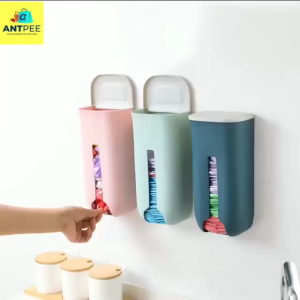 𝐀𝐍𝐓𝑃𝐸𝐸 𝐇𝐚𝐧𝐠𝐢𝐧𝐠 𝐏𝐥𝐚𝐬𝐭𝐢𝐜 𝐒𝐭𝐨𝐫𝐢𝐧𝐠 𝐑𝐚𝐜𝐤【𝐍𝐨 𝐃𝐫𝐢𝐥𝐥】🐜 Garbage Bag Storage Organizer Holder Wall With Cover For Home Kitchen