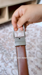 BLUEBUTTON Ikat Pinggang Pria Reversible Belt Dua Sisi Bolak-Balik Black Brown