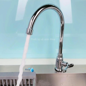 THÂN TO NƯỚC MẠNH Vòi nước rửa chén bát lạnh đồng thau xi bóng thân to ống lớn 20mm nước mạnh Rina RN6018