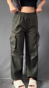 ZAYIDA - Kiya Cargo Pants Wanita Highwaist Loose Korean Style