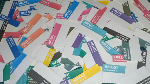 4 sheets /60 Color HELLO Name Tag Stickers Rectangle Hello My Name is Name Tags For Party Seminars