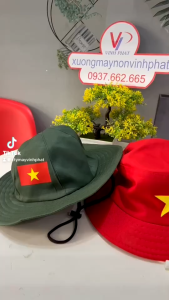 Nón Mũ tai bèo trẻ em in logo sao vàng Nón Xanh Lính Bé Cho Bé Đi Diễn du lịch dã ngoại sự kiện