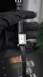 Jam Tangan Wanita Casio General LTP-V007L-7E1 Tank Silver Dial Black Leather Band