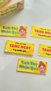 100 thẻ giấy tích điểm trà sữa màu vàng 2x5.4cm