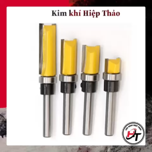 Mũi phay gỗ thẳng lấy nền có bi ngược soi bi dưới cốt bé 6mm Vàng MSTBD-V-TQ