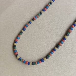 ช้างกระบี่ สร้อยคอ เส้นที่013 ยาว16-22นิ้ว ลูกปัดหินโบราณ เม็ดลูกลมหลากสีล้วน ลูกปัดโบราณ ลูกปัดโบราน