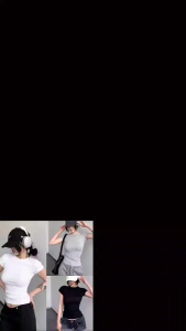 เสื้อครอปแขนล้ำ คอกลม"เนื้อผ้ายูนิโคล่ จับไปแมทช์เข้าได้หลายลุค อยู่ทรงสวย