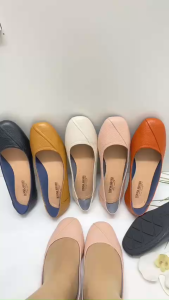 giày nữ mũi vuông đế bằng đẹp binna 16 da bò thật mềm êm chân đế chống trượt phối đồ công sở đẹp