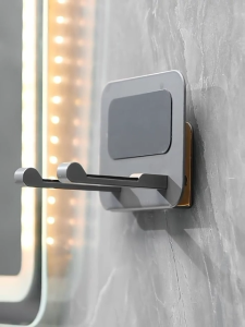 ชั้นวางของในห้องน้ำชั้นเครื่องเป่าผมติดผนังติดเล็บชั้นเก็บของติดตั้งฟรี