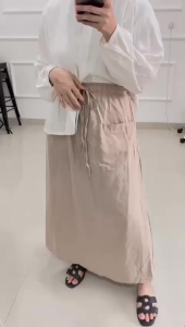 Rok Katun Linen Full Length Wanita - Gaya Korea Plus Size - By.Queenique