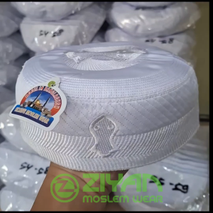 Peci Madinah Bugis Putih Bordir Premium Dewasa Motif Terompah