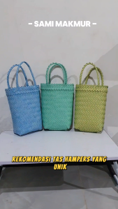 Tas Souvenir Tinggi / Tas Anyaman Plastik Polos Botol / Tas Hampers Bingkisan Untuk Botol Kain