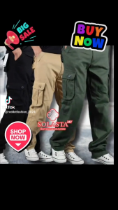 Lelaki seluar kerja kargo 6 pocket slack pantGuna tali pinggangkain 100% cotton premium export qualitypromosi gila