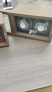 Double Watch Winders for Automatic Watches Wooden Watch Winder Box with Blue Light Automatic Watch Winder for Women and Men