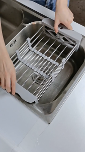 Stainless Steel Retractable Sink Basket – Non-Slip Expandable Dish Drainer & Organizer