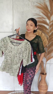 Kebaya Brokat Cord Cassie dan Rok Kamen Songket Batik Free Selendang Kebaya Pengantin Pesta Wisuda Bali Modern