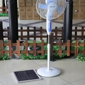 พัดลมโซล่าเซลล์ พัดลมไฟฟ้าตั้งพื้น Solar Cell Fan พัดลมตั้งพื้น 16 นิ้ว พัดลมตั้งพื้น สีขาว สีดำ ปรับความเร็วได้สามระดับ เสียงรบกวนต่ำ และเงียบ