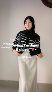 Cardigan Top Crop Loli & Sweater Rajut Striped Korean
