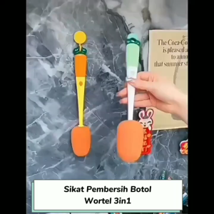 Sikat Pembersih Botol 3In1 Bentuk Wortel / Spons Pencuci Gelas Cleaning Bottle Brush - FR GALLERY