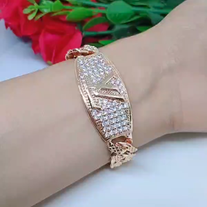 Gelang Rantai Titanium Tembaga Xuping: Perhiasan Fashion Aksesoris Lapis Emas Tidak Mudah Luntur GR8