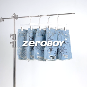 กางเกงยีนส์ขาสั้นงานสกรีน ZeroBoy กางเกงยีนส์ขาสั้นงานสกรีน