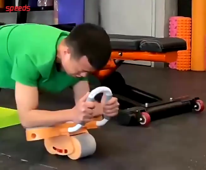 SPEEDS AB Roller Wheels Plank Trainer Abdominal Core Roller Alat Push Up Sit Up Stand Bar 2in1 Automatic Rebound Gym Aman 009-19 HITAM