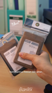 Bantex Leather Name Tag ID Card Holder Black 8869 10 Kulit Sintetis Lanyard Tali