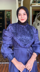 Maxi Amira Shimmer Gamis Katun Shimmer Payet Sequin Gaun Pesta Muslimah Dress Wanita Muslim 4 Warna