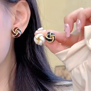 YOKO Anting Wanita Korean style Bentuk Bulat Lapis Anti karat dan Anti Luntur Anting Wanita Dewasa Asli Anting Tindik E1-5