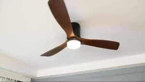 GOGEOUS Lampu kipas angin gantung plafon ruang tamu kipas lampu gantung hias 2in1 3 warna 6 kecepatan 42/48 inci meja makan kamar tidur balkon led dan Bilah kipas kayu lampu kipas angin remote
