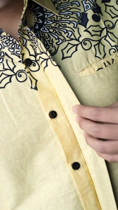 DGMFashion Kemeja Batik Pria Lapis Furing Premium Panjang Bunga Yellow 2194