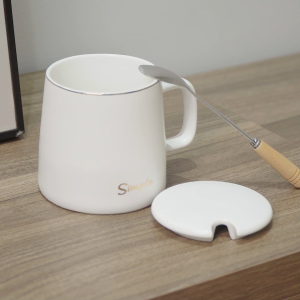 Ly Cốc Sứ Họa Tiết Simple Trắng - Made4home size 350ml