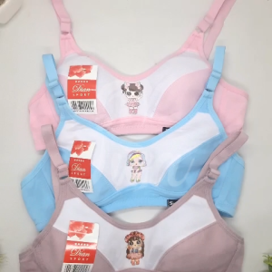 ISWA - 3PCS 6PC Bra Sport Remaja Tanpa Busa Bh Dian Sport Karakter LOL Kait 2 Tanpa Kawat Bahan Adem