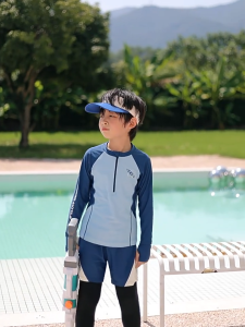 Bộ bơi bé trai chống nắng cao cấp áo bơi dài tay khóa kéo quần dài 2 lớp chất thun bơi lạnh thời trang nam tính có size lớn | BT72