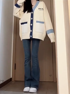 Jaket Sweter Kardigan Retro Gaya Korea Atasan Wanita Ukuran Besar Baru Rajutan Longgar