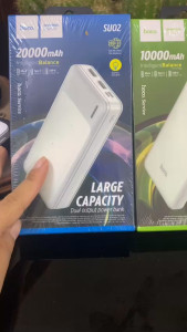 sạc dự phòng hoco 20000 mah chính hãng 2 cổng ra đèn led bảo hành 1 năm