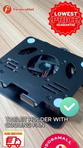 Tablet stand with fan and heat sink