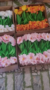 Hoa Tulip Giả Nở Chất Liệu PU Mềm Mại Hoa Giả Trang Trí
