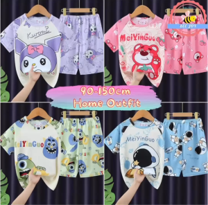 1-12 Years Kids Pyjamas Thin Short Sleeve Home Clothes Children House Wear Baju Harian Budak Lelaki Baju Tidur Anak Perempuan 小孩睡衣