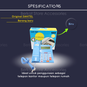 Sahitel Telepon Kabel dengan LCD Single Line S52 - Biru